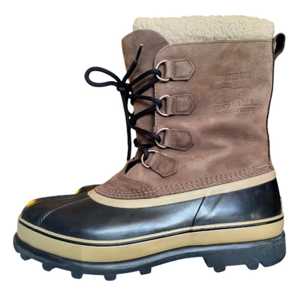 SOREL | Size 11 Brown Caribou Waterproof Leather Winter Snow Boots Workwear - Picture 2 of 10
